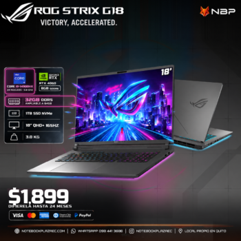 Laptop ASUS ROG Strix G18 G814JVR – Core i9-14900HX, RTX 4060 8GB, 32GB RAM, 1TB SSD, 18″ QHD+ 165Hz