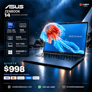 Laptop ASUS Zenbook 14 UX3405MA_Q425MA – Core Ultra 7 155H, 16GB RAM, 512GB SSD, 14" FHD+ Táctil
