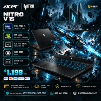 Laptop Acer Nitro V15 ANV15 – Core i5 13420H, RTX 5050 8GB, 16GB RAM, 512GB SSD, 15.6″ FHD 144Hz