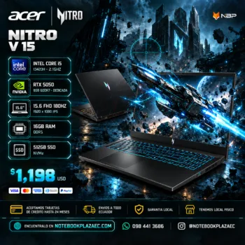Laptop Acer Nitro V15 ANV15 – Core i5 13420H, RTX 5050 8GB, 16GB RAM, 512GB SSD, 15.6″ FHD 144Hz