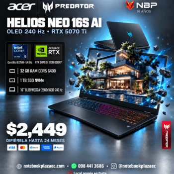 Laptop Acer Predator Helios Neo 16S AI – Core Ultra 9 275HX, RTX 5070 Ti 12GB, 32GB RAM, 1TB SSD, 16" OLED 240Hz