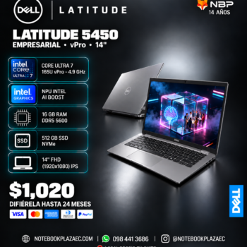 Laptop Dell Latitude 5450 – Core Ultra 7 165U vPro, Intel Graphics, 16GB RAM, 512GB SSD, 14" FHD