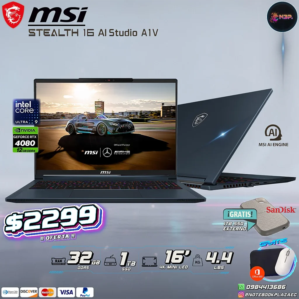 Laptop MSI Stealth 16 AI Studio A1VHG
