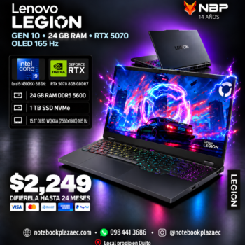 Laptop Lenovo Legion 5i OLED (2025) – Intel Core i9-14900HX, RTX 5070 8GB, 24GB RAM, 1TB SSD, 15.1" OLED WQXGA 165Hz