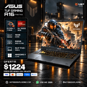 Laptop ASUS TUF Gaming A16 FA617NS – Ryzen 7 7735HS, RX 7600S 8GB, 16GB RAM, 512GB SSD, 16" FHD+ 165Hz
