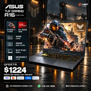 Laptop ASUS TUF Gaming A16 FA617NS – Ryzen 7 7735HS, RX 7600S 8GB, 16GB RAM, 512GB SSD, 16" FHD+ 165Hz