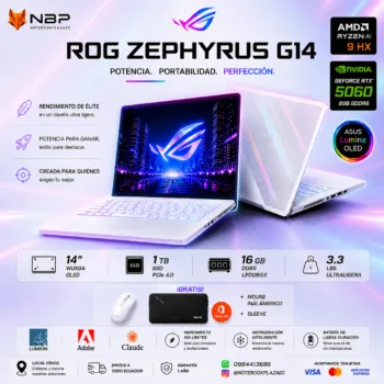 Laptop ASUS ROG Zephyrus G14 GA403UM – Ryzen AI 9 270, RTX 5060 8GB, 16GB RAM, 1TB SSD, 14" OLED 3K 120Hz