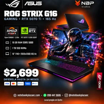 Laptop Asus ROG Strix G16 G614PR – Ryzen 9 8940HX, RTX 5070 Ti 12GB, 16GB RAM, 1TB SSD, 16" 165Hz