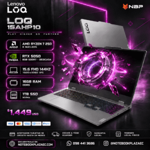 Laptop Lenovo LOQ 15AHP10 – Ryzen 7 250, RTX 5050 8GB, 16GB RAM, 1TB SSD, 15.6" FHD 144Hz