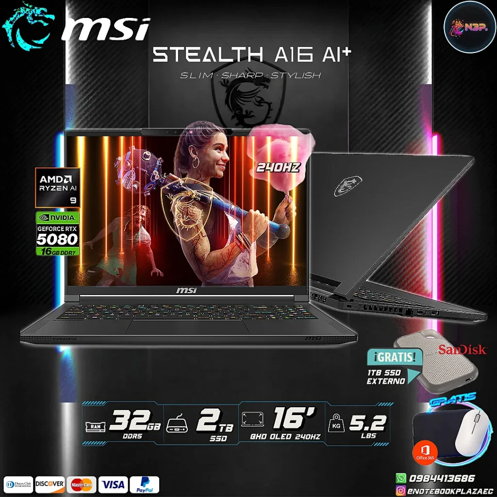 Laptop MSI Stealth A16 AI+ A3HWIG