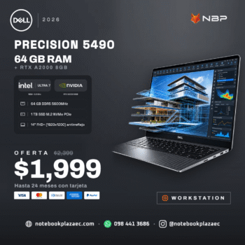 Laptop Dell Precision 5490 – Core Ultra 7 165H, RTX A2000 Ada 8GB, 64GB RAM, 1TB SSD, 14″ FHD+ - Win 11 Pro