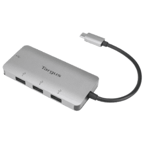Hub USB C Targus ACH226BT plateado visto desde arriba