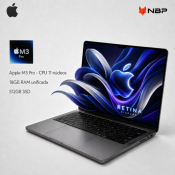 Laptop Apple MacBook Pro 14 M3 Pro 2023 con CPU de 11 núcleos, 18GB RAM unificada y 512GB SSD en Notebook Plaza EC