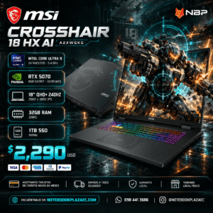 Laptop MSI Crosshair 18 HX AI – Core Ultra 9 275HX, RTX 5070 8GB, 32GB RAM, 1TB SSD, 18" QHD+ 240Hz