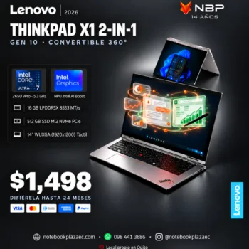 Laptop Lenovo ThinkPad X1 2-in-1 Gen 10 – Core Ultra 7 265U, Intel Graphics, 16GB RAM, 512GB SSD, 14" WUXGA Táctil