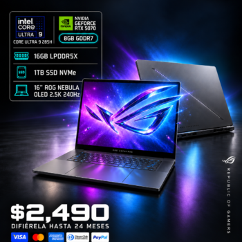 Laptop ASUS ROG Zephyrus G16 (2025) – Core Ultra 9 285H, RTX 5070 8GB, 16GB RAM, 1TB SSD, 16″ OLED 2.5K 240Hz