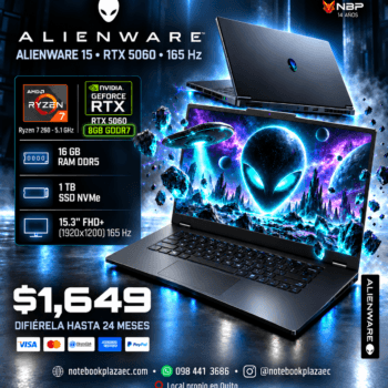 Laptop Alienware 15 DA15265 – Ryzen 7 260, RTX 5060 8GB, 16GB RAM, 1TB SSD, 15.3" FHD+ 165Hz
