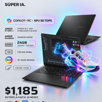 Laptop ASUS Vivobook S16 M5606KA – Ryzen AI 7 350, 24GB RAM, 1TB SSD, 16″ OLED
